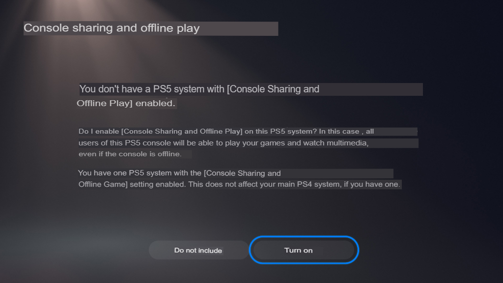 PS5 Settings Activation